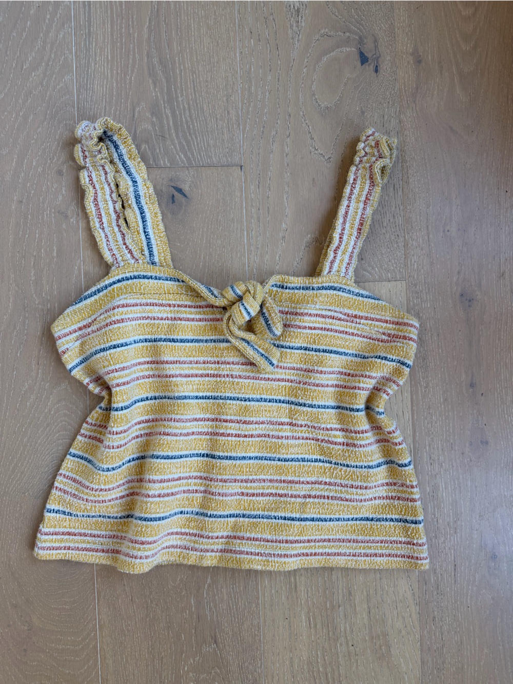 Madewell Yellow Striped Knit Top with Knot